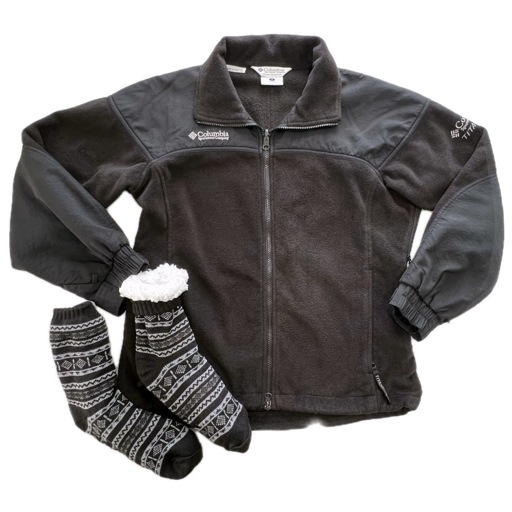 Columbia Titanium Fleece Jacket Black Women’s Small S Outdoor Hiking and Socks